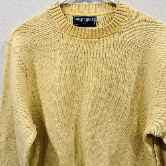 VTG Robert Bruce Men Yellow Crew Neck Long Sleeve Knit Sweater L USA Classic - Picture 4 of 13